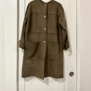 ZARA dark olive khaki scuba coat